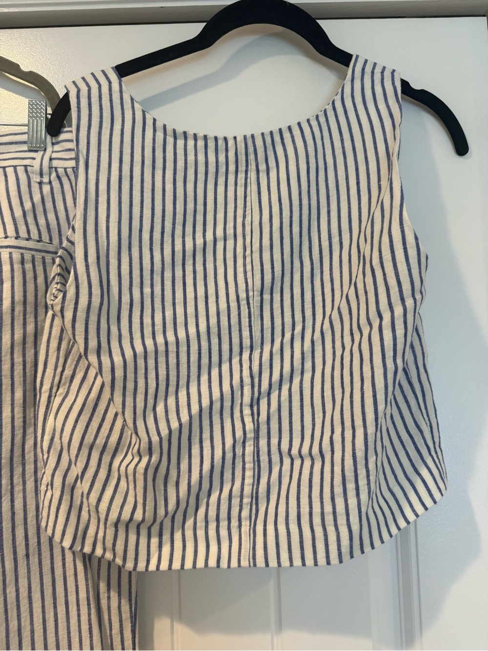 Madewell The Harlow Linen Blue & White Tank & Wide Leg Pants - Picture 9 of 10